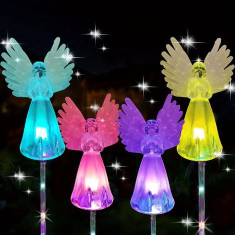 4 lampes solaires d'ange pour l'extérieur pour la décoration de jardin, cour, pelouse, cimetière, Noël (1/5)
