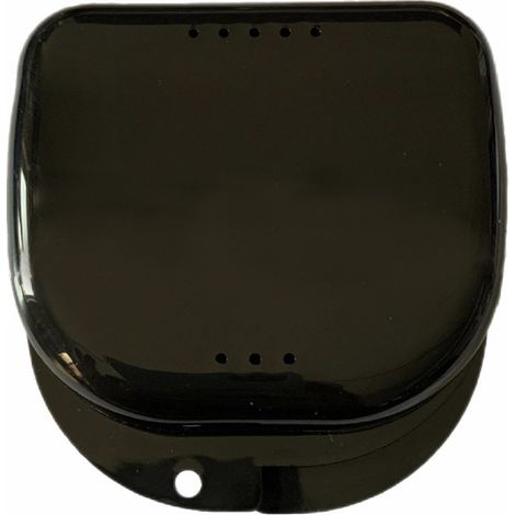 BEBUSINGOTO Estuche para retenedores con orificios de ventilación, estuche para dentaduras postizas de 6 piezas, estuche para protector bucal de ortodoncia con cierre hermético, negro, fácil de usar (1/5)
