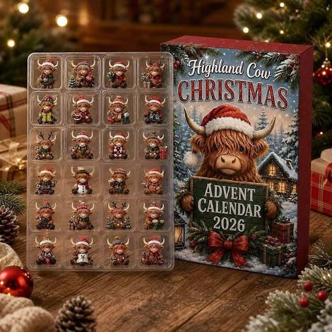 CCalendrier de l'Avent surprise, boîte surprise, ange, vache des Highlands, créature marine, décorations à suspendre, pendentifs de collection pour sapin de Noël et décoration intérieure (1/5)