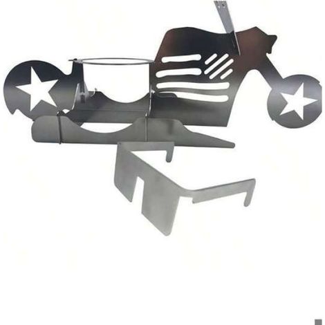 Support poulet canette bière inox poli,portable,grill barbecue extérieur,moto forme étoile,anti-bascule,cuisson uniforme. (1/5)