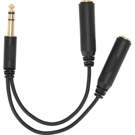 Adaptateur Audio 6.35mm Mâle vers 2 Femelles, Câble en Cuivre Pur avec Têtes Dorées (1/5)