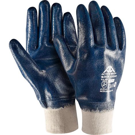GUANTI DA LAVORO NBR BLU POLSINO ELASTICIZZATO RICOPERTO M-XXL 12PAIA ACTIVEGEAR, "9/L"