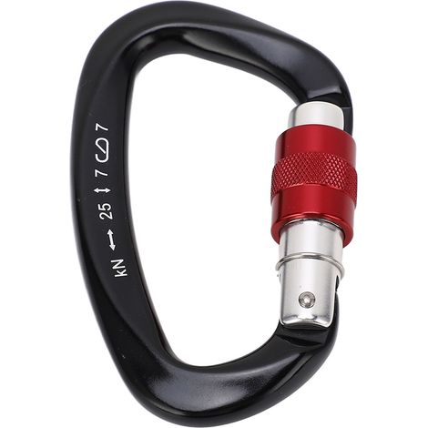Mousqueton en D, en alliage d'aluminium, autobloquant, mousqueton en D robuste, adapté à l'escalade et au camping, rouge. (1/5)