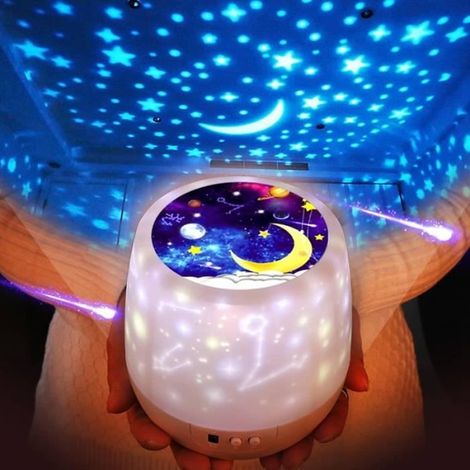 Veilleuse Enfants Projecteur Etoiles - Lampe de Projection LED Multicolore - Cadeau Décoration (1/4)