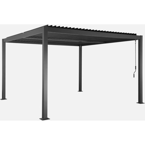 Pergola bioclimatica 3.6x3.6m in alluminio e acciaio con lamelle orientabili