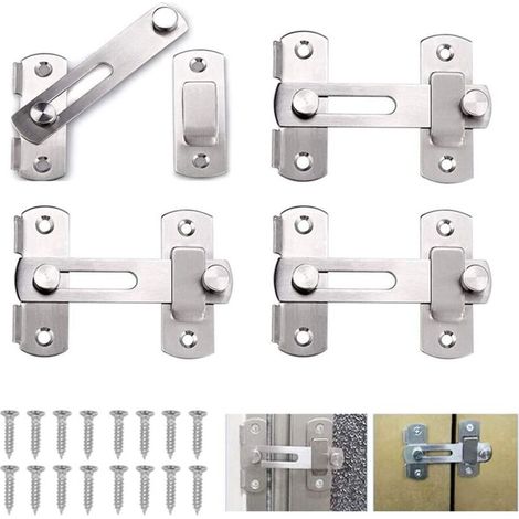 Verrou de Porte Coulissante à Loquet à Moraillon Robuste Flip Loquet de Sécurité Boulon de Verrouillage Boulon de Glissière de Porte avec Vis Boulon de Porte en Acier Inoxydable 4 Pièces-Fei Yu (1/5)