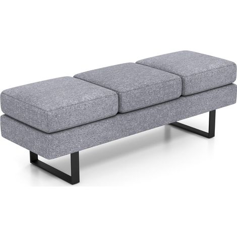 COSTWAY Waiting Room Bench Long Seating Upholstered Salon Reception Bench Office Chair Grey (1/5)