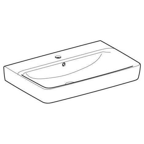 Geberit Renova Plan, Aufsatz-Waschtisch , 75x48 cm, 1 Hahnloch,