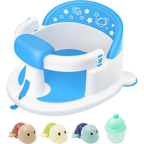 Siège de bain pour bébé dès 6 mois antidérapant pour tout-petit assis bleu sécuritaire (1/5)