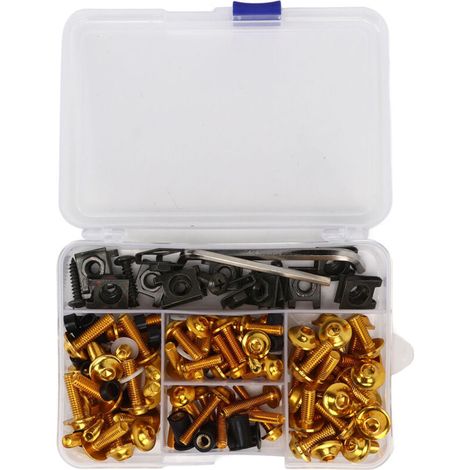 Jeffergarden Kit de boulons pour carénage moto – 177 pièces en aluminium, performance stable, remplacement pour Kawasaki NINJA 250/300. Pour réparation et customisation. (1/5)