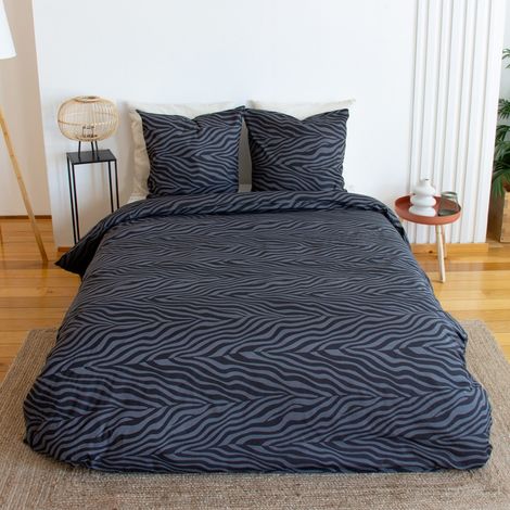 Ropa de cama de poliéster reversible estampado cebra, 2 plazas