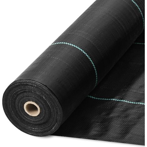 Tissu géotextile anti-mauvaises herbes 4,27m x 18,29m, 142 g/m², perméable, résistant, idéal sous gravier ou allée. (1/5)