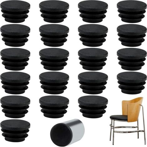 20 pcs Bouchons à lamelles Ronds 30 mm pour Tubes d'un diamètre extérieur de Ø 30 mm, Bouchons en Plastique Noir 30mm, Bouchon Rond (30mm 20pcs) (1/5)