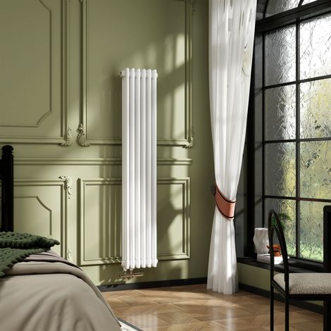 AICA Traditioneller 3-Säulen Heizkörper 1500x290mm Weiß aus Stahl