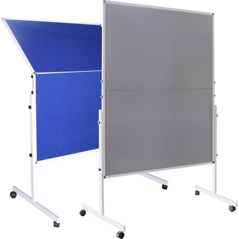 Tableau d'affichage mobile pliable en tissu bleu - Double face - Avec support - 150 x 120 cm - Séparateur de bureau pour présentation (1/5)