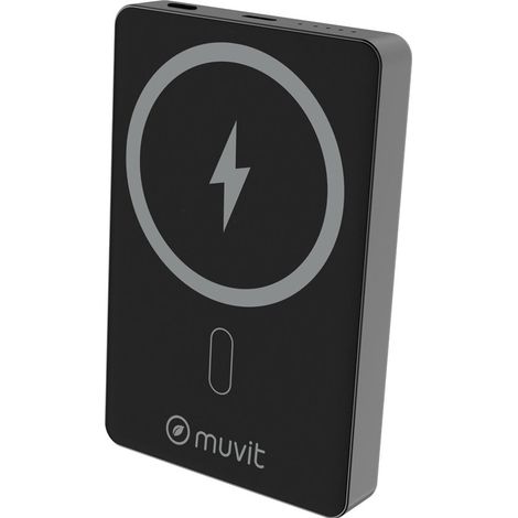 Powerbank 10000mAh Muvit For Change MCCHP0010/ 20W/ Wireless/ Negra/ Incluye Cable USB Tipo-C