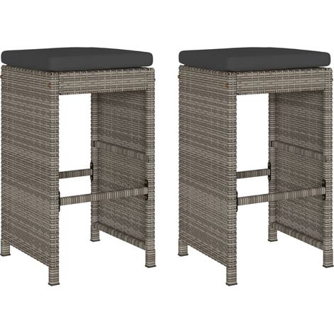 Maison Exclusive - Garten-Barhocker mit Kissen 2 Stk. Grau Poly R