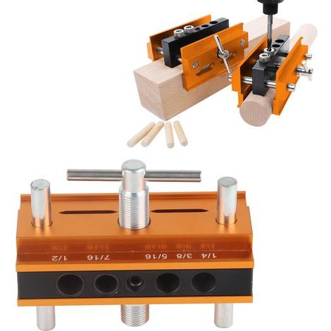 Gabarit de chevilles à centrage automatique, Guide de perçage en alliage d'aluminium, jeu de bagues, localisateur de perforateur à bois, largeur 64mm (1/5)