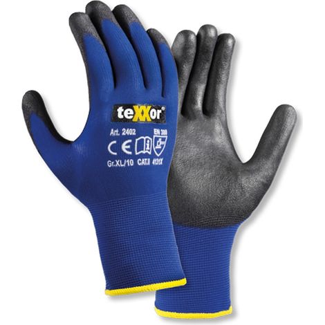 teXXor® Nylon-Strickhandschuhe TOUCH, Blau/Schwarz (1/4)