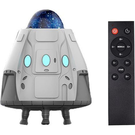 Lampe de projection d'étoiles en forme de capsule spatiale, projecteur étoilé pour chambre d'enfant, veilleuse décorative avec télécommande et alimentation USB. (1/5)
