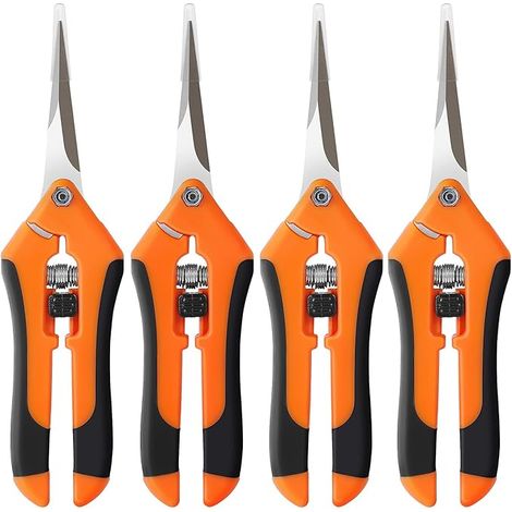 4-Pack-Beschneidungsschere, 6.5 Zoll-Gartenschere Gardening Hand Beschneiden Snips mit geraden Edelstahl-Präzisionsklingen für Gartenblumenpflanze Präzises Trimmen und Beschneiden Wartung, orange (1/5)