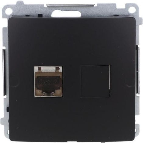 Prise informatique RJ45 Simon Basic, catégorie 6, blindée simple avec obturateur anti-poussière (module). Noir BM61E.01/49