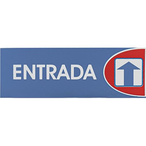 Señal adhesiva ENTRADA de plástico 6x18 cm, colores azul, rojo y blanco, alta visibilidad