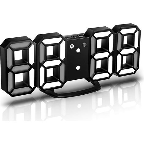 Digitaler Projektionswecker mit 3,8-Zoll-LCD-Bildschirm, 4 Helligkeitsstufen und 9-Minuten-Schlummerfunktion – Weiß (1/5)