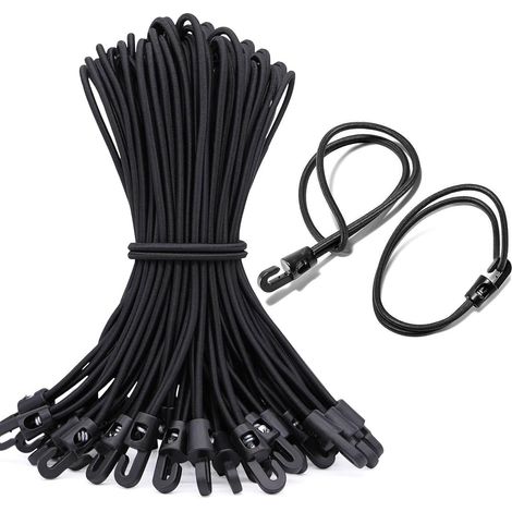 Tendeurs Elastique avec Crochets 25cm,25 Pièces Tendeur Bache Épaisseur 4 mm,Multifonctionnel Tendeurs de Fixation,Noir Sangle Elastique avec Crochet pour Bannière,Tentes de Camping,Pavillon (1/5)