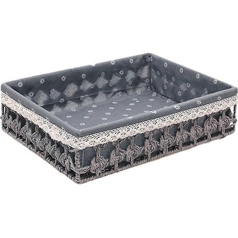 Paniers de rangement en rotin tressé, panier à fruits, pain, plateau de rangement pour collations, panier de pique-nique, gris yuante (1/5)