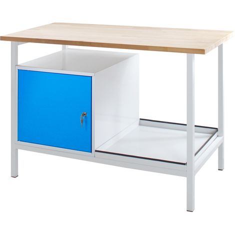 ADB Werkbank Eko 1 Tür L1200xB600xH825mm RAL7035/5012 Arbeitstisch Werktisch (1/5)