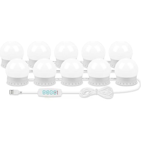 Deux lampes de salle de bain LED adhésives, avec 10 ampoules à intensité variable, alimentées par USB. (1/5)