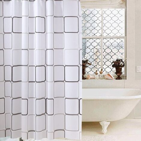 Anti-Schimmel-PEVA-Duschvorhang 180 x 220 cm – wasserdicht und antibakteriell – inklusive 12 Haken – für Duschen und Badewannen (1/5)