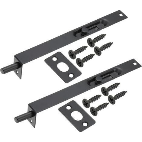 Set aus 2 massiven Messing-Einlassriegeln (20,3 x 2,2 cm) für Doppeltüren, verdeckter Edelstahl-Schieberiegel für Holzschiebetüren, Schränke, Kleiderschränke