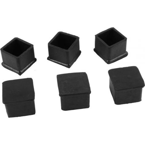 Lot de 6 patins carrés en caoutchouc pour meubles, manchons de protection pour pieds de chaise, noirs