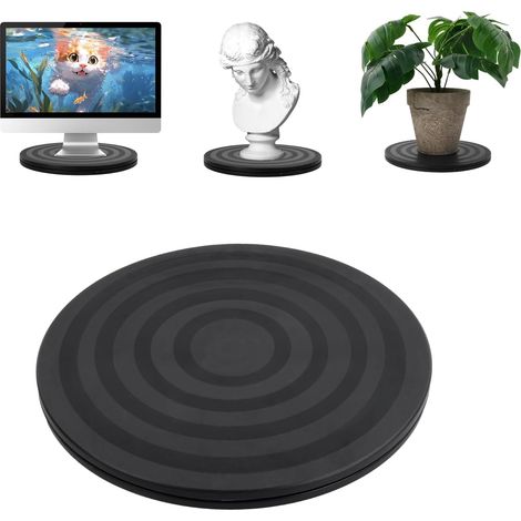 Plateau Tournant 360° - 1 Pièce - Plastique Renforcé Noir - Rotation Fluide sur Roulements - Pour TV Plantes et Artisanat - Diamètre 20 cm (1/5)