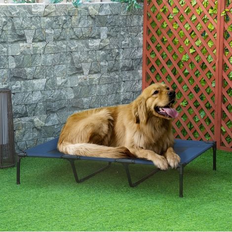 Klappbares Hundebett 122x92x23 cm aus Metall dunkelblau, erhöht fürs Camping – MEUBLIV (1/5)