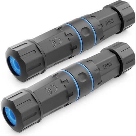 CAT 6 STP Network Cable Coupling - DSL LAN Connector Outdoor Dustproof - Ethernet Extension Cable for Garden - Black (1/5)