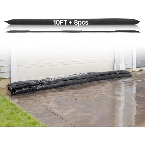 Lot de 8 305x21 cm Barrière Anti-Inondation Activée par l'Eau Protection Absorbante pour Porte Garage et Sous-Sol