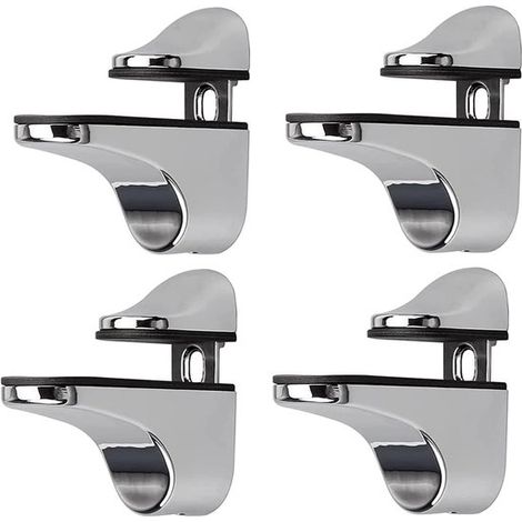 Set di 4 morsetti per vetro, staffa per mensola in vetro, staffa per mensola regolabile, morsetto per vetro a bocca di pesce, 5,6 x 2,4 x 5 cm, lega di zinco argento, montaggio a parete per 3 (1/5)