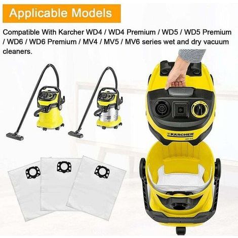 8pcs Sacs pour kärcher WD5 WD4 WD6 MV4 MV5 MV6 Sacs Filtre d'Aspirateur pour Karcher Filtrants de Remplacement 2.863-006.0 (1/5)