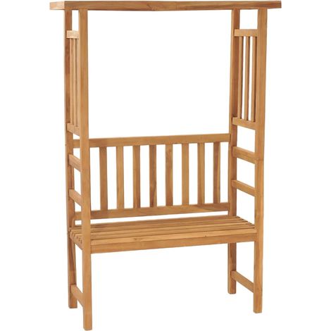 Gartenbank mit Pergola 115 cm Massivholz Teak