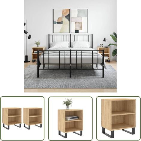 The Living Store Tables de chevet 2pcs chêne sonoma 40x30x50cm bois d'ingénierie - Table De Chevet - Meuble De Chambre - Table De Nuit - Mobilier Intérieur - Meubles De Salon (1/5)