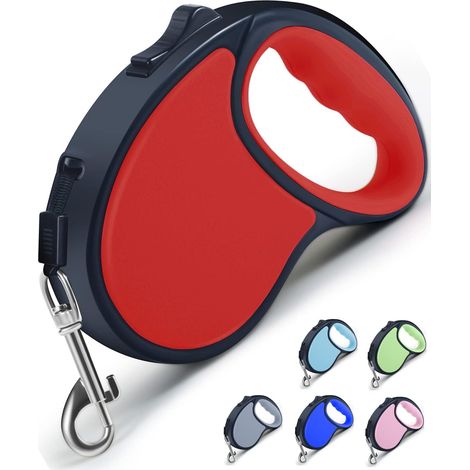 Laisse rétractable anti-nœuds à 360° pour chien (rouge) (1/4)