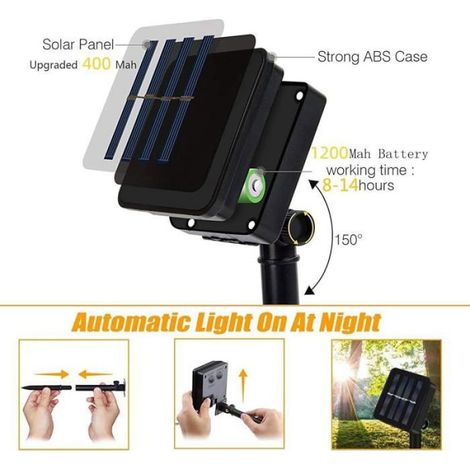 Guirlande Lumineuse Solaire - 16 Ampoules - 8 Mètres - Étanche IP65 - 8 Modes D'éclairage - Pour Jardin Terrasse Patio (1/5)