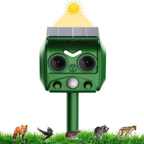 Répulsif solaire à ultrasons pour chats, pigeons, oiseaux, chiens, souris, renards, ultrasons pour animaux (1/5)