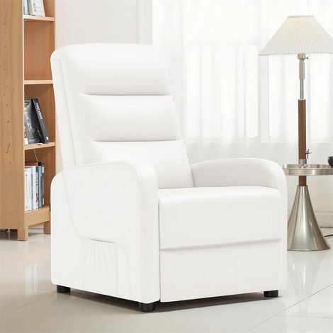 AUTRUCKER Fauteuil inclinable, fauteuil TV, fauteuil inclinable individuel, dossier réglable jusqu'à 160°, convient aux salons et aux home cinémas, blanc. (1/5)