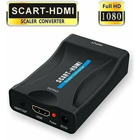 Adaptateur SCART vers HDMI, 1080P Convertisseur péritel SCART vers HDMI avec câble d'alimentation USB pour la Connexion d'un décodeur, d'un Lecteur DVD, d'un boîtier STB S'arêern (1/5)