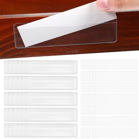 50 porte-étiquettes adhésifs, pochettes adhésives pour étiquettes, étiquettes pour tiroirs et étagères, avec étiquettes papier.-11.00X3.00X0.10CM (1/3)