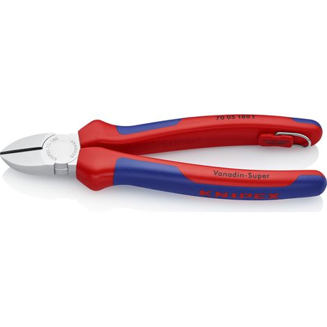 KNIPEX Seitenschneider, verchromt, mit Mehrkomponenten-Hüllen, 2K-Griff, Länge: 70 05 180 T 180mm